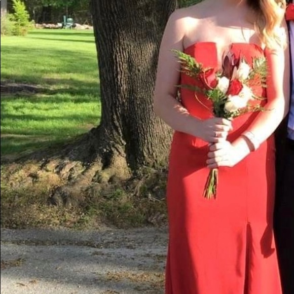 JVN Jovani Strapless Red Prom Dress - Picture 5 of 5